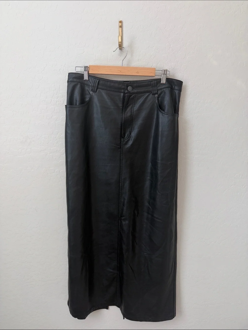 Free People City Slicker Faux Leather Maxi Skirt Size 8